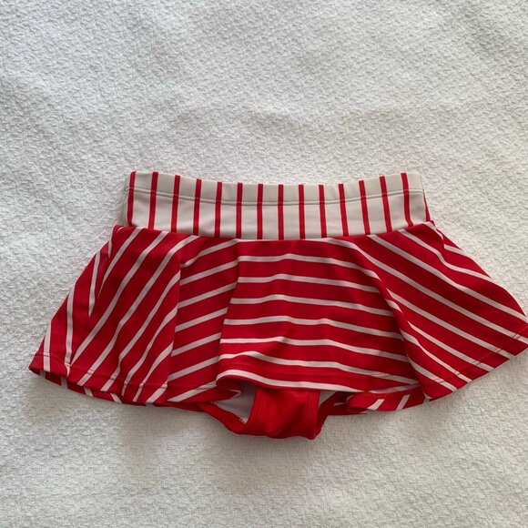 Hanna Andersson red white striped swimsuit bottoms ruffle skirt - Picture 1 of 4
